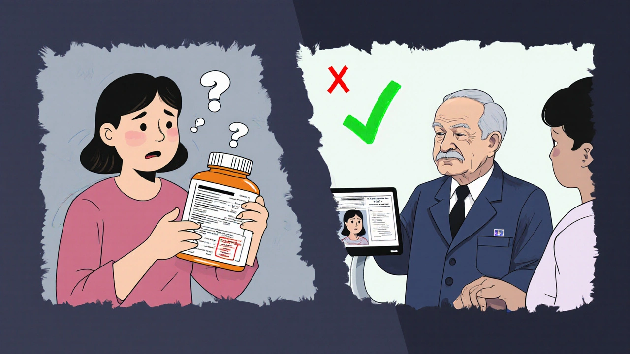 Side-by-side comparison: untrained family interpretation vs. professional interpreter using video technology.