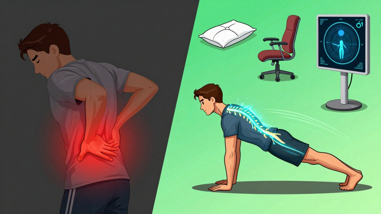 Before and after recovery journey: pain to active rehab with healing nerve and ergonomic aids.