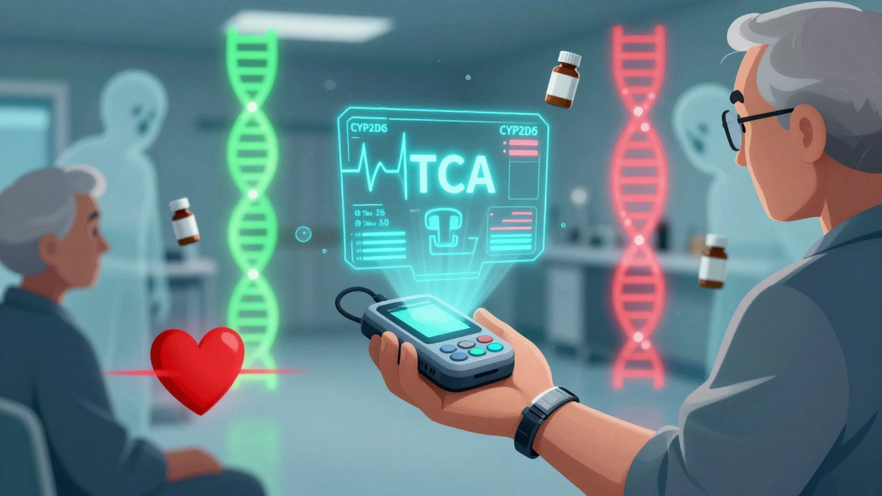 Handheld device projecting TCA levels and ECG data above patient&#039;s wrist