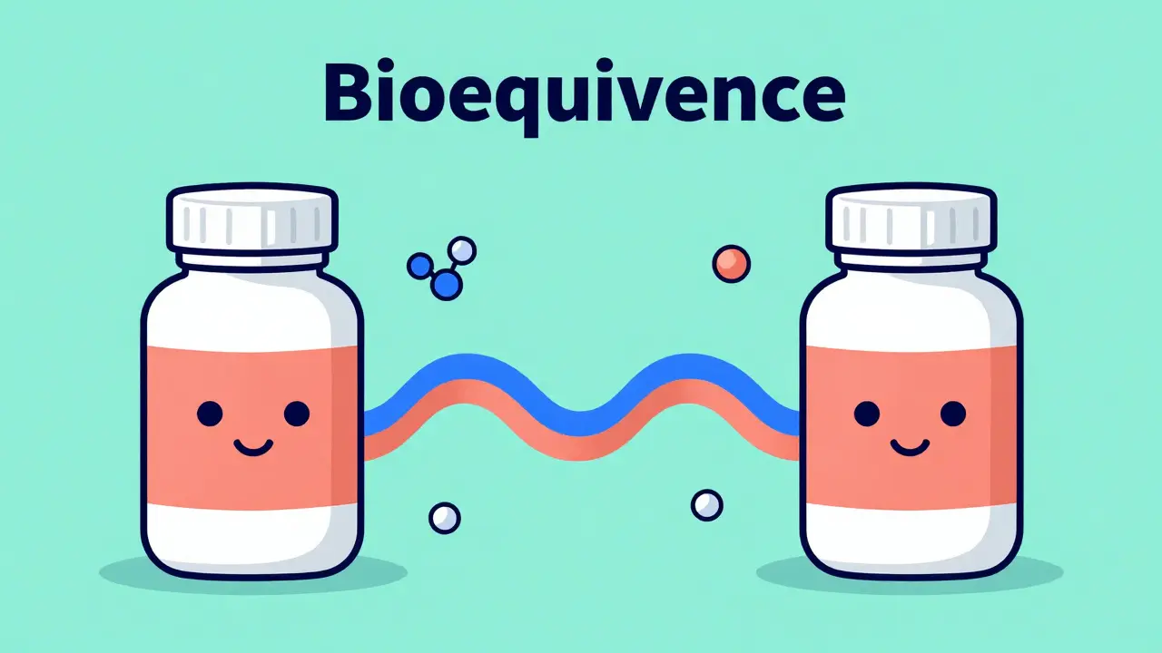 Graphic showing bioequivalence of generic and brand-name drugs