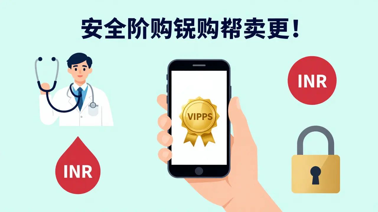 Icons showing safe verification for buying meds