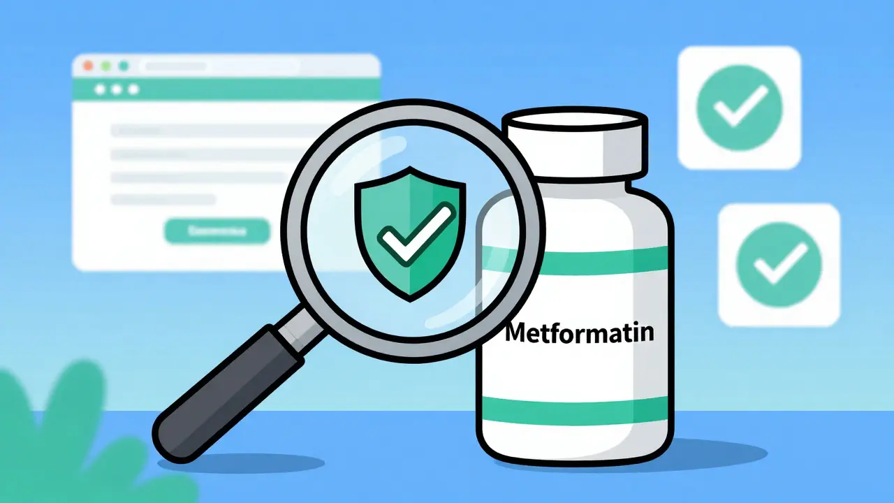 Cartoon showing verification of safe generic medication