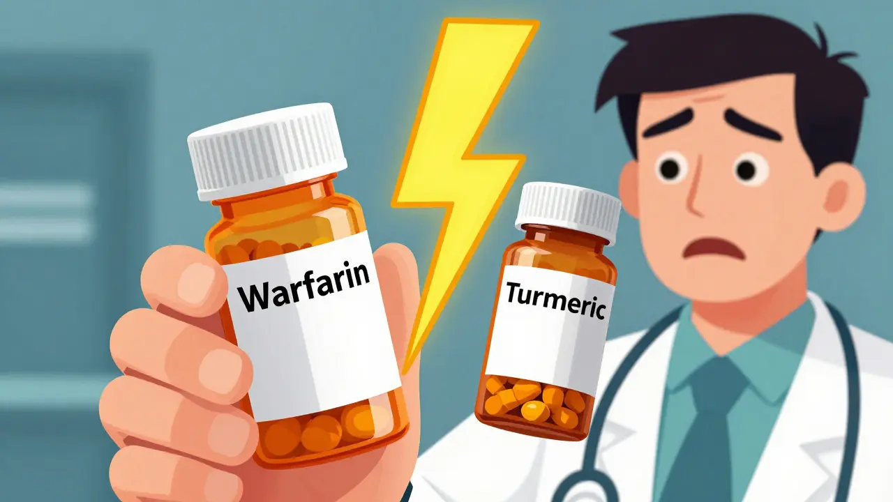 Dangerous interaction between warfarin pills and turmeric supplements