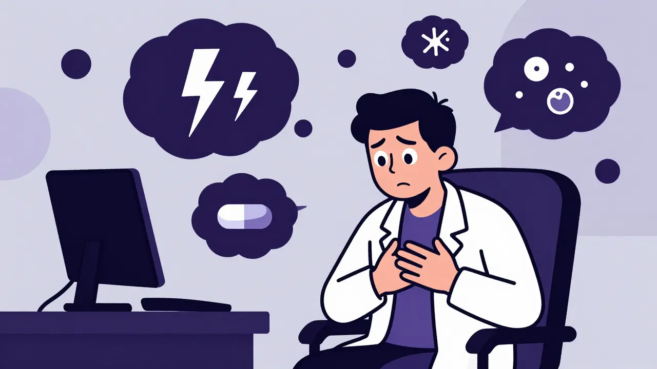 Anxious patient experiencing nocebo effects from negative expectations
