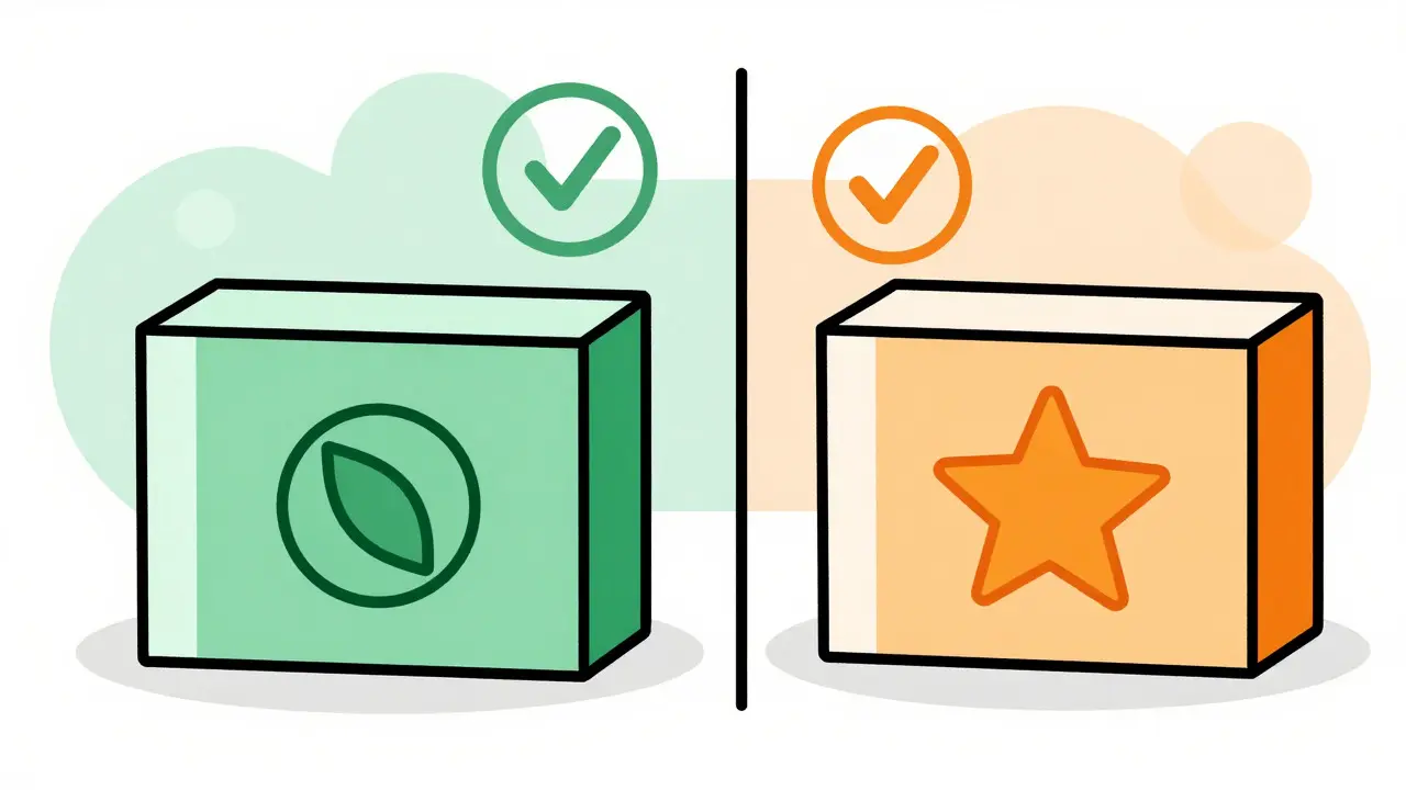 Comparison of two different medicine boxes representing generic types