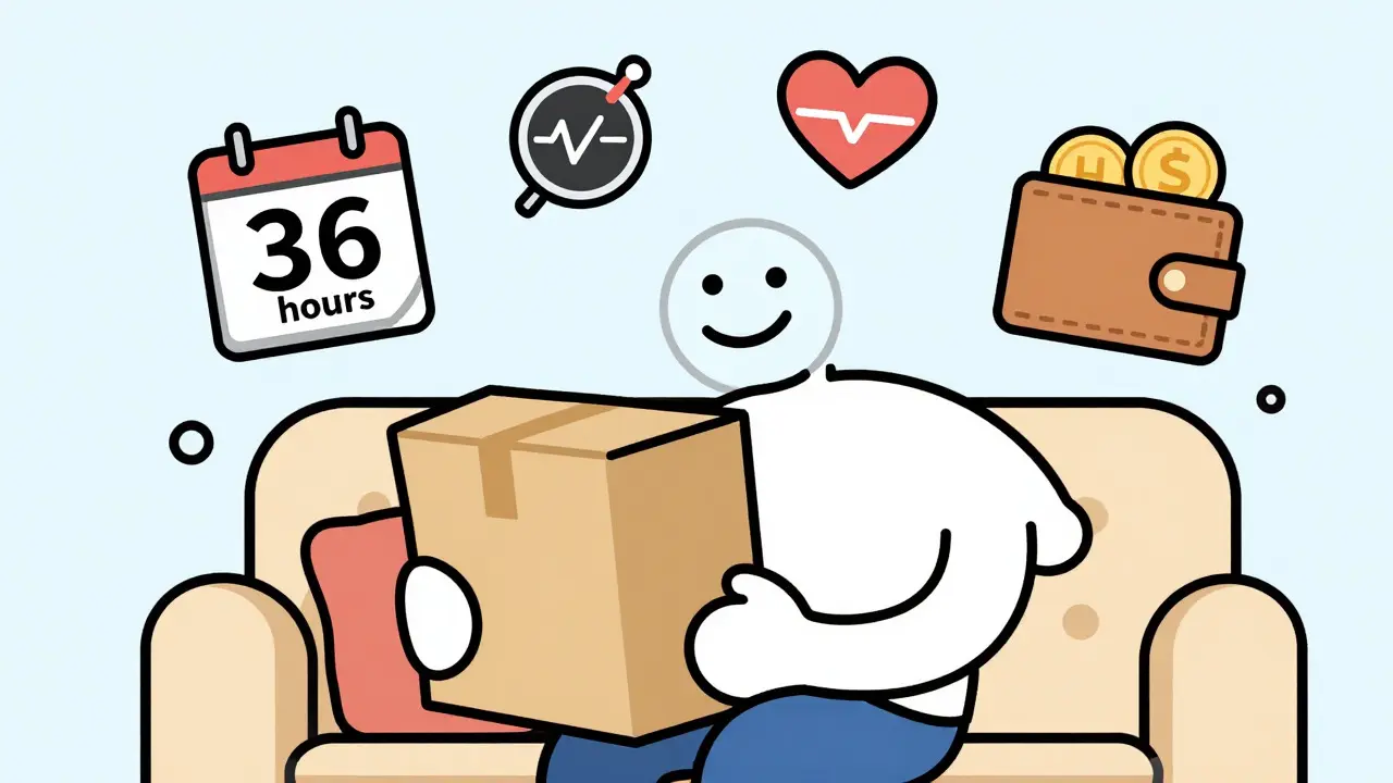 Happy man receiving discreet medication delivery at home