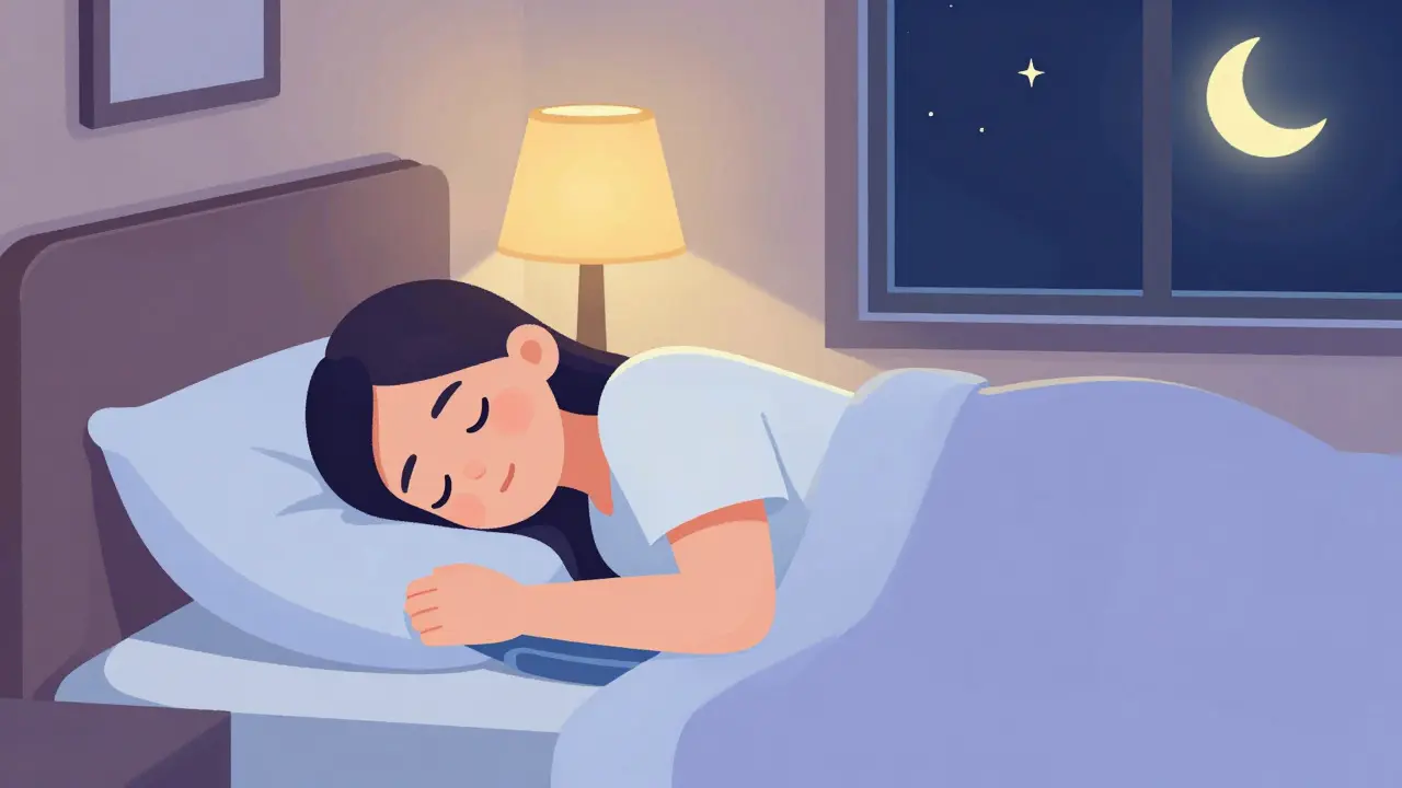 Person sleeping on their side with a pillow supporting the arm for comfort